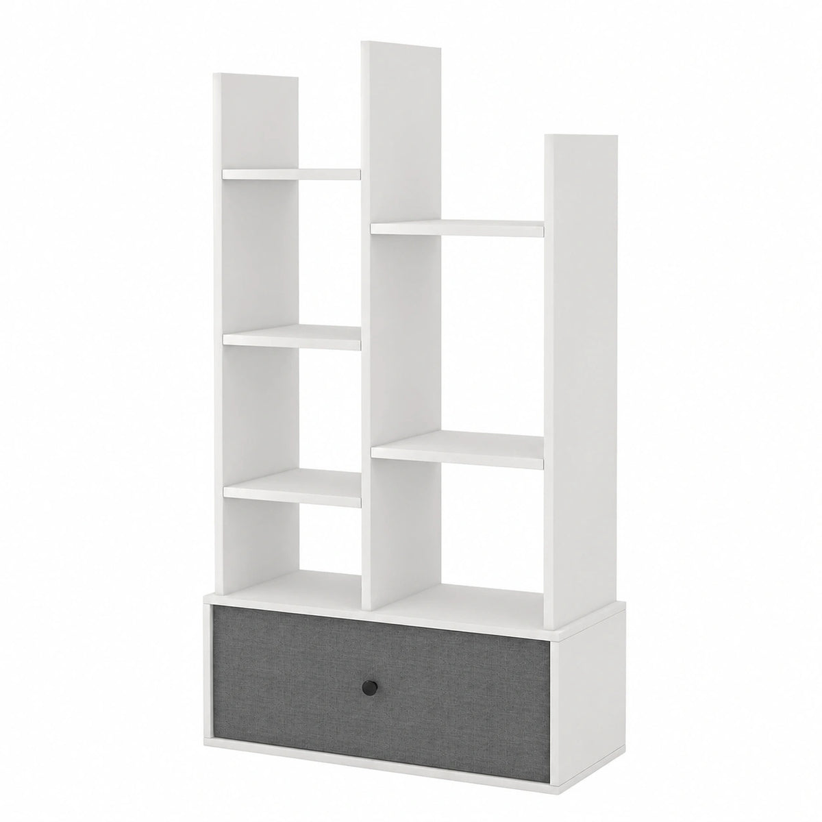 Libreria in Legno a 7 Piani, Scaffale Multifunzionale con 1 Cassetto e 7 Scomparti, Scaffale Espositivo per Soggiorno Studio Ufficio, 53 × 24 × 118