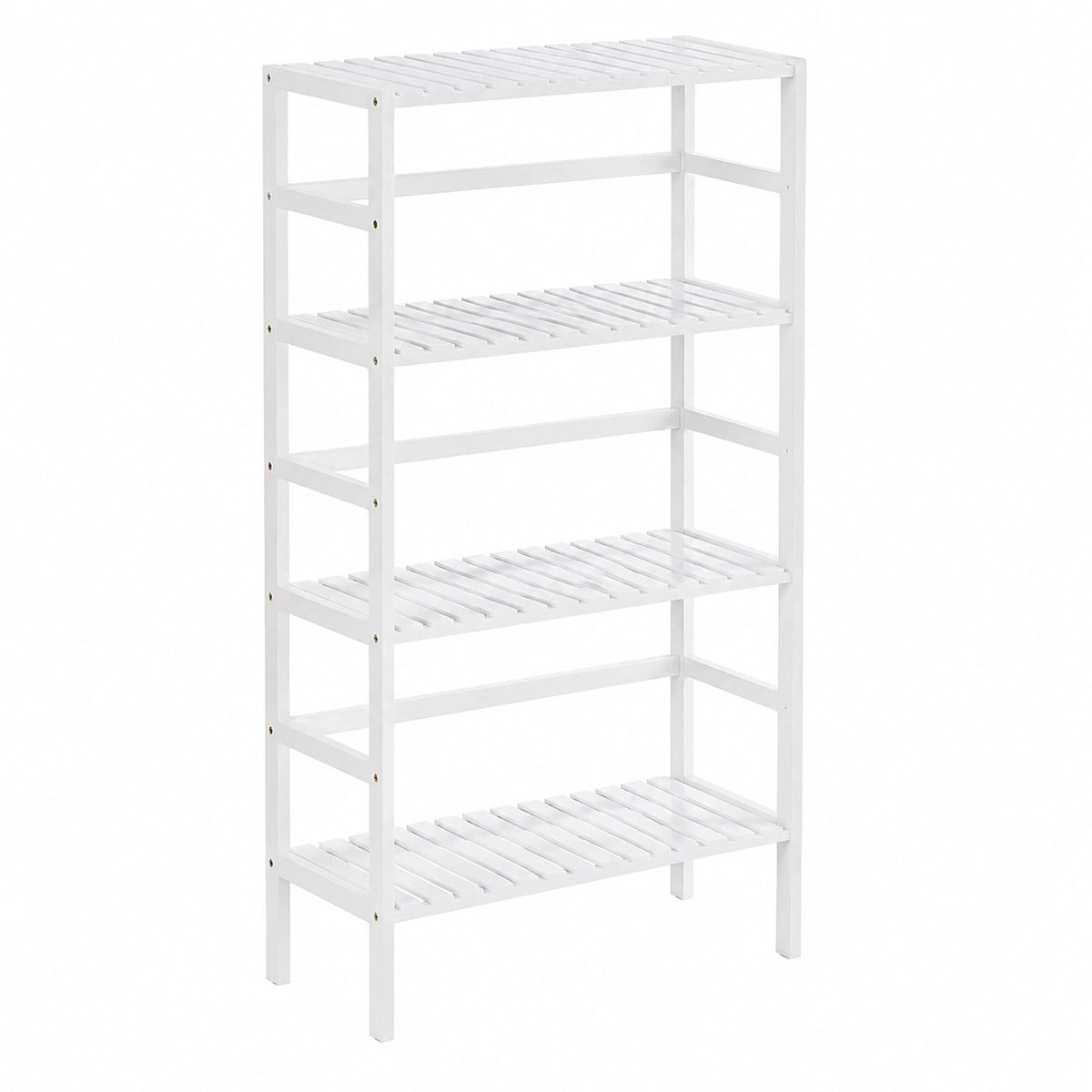 Scaffale a 6 Ripiani, libreria in bambù con ripiani regolabili, grande organizzatore indipendente per la cucina, espositore per piante, bianco