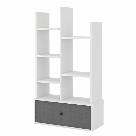 Libreria in Legno a 7 Piani, Scaffale Multifunzionale con 1 Cassetto e 7 Scomparti, Scaffale Espositivo per Soggiorno Studio Ufficio, 53 × 24 × 118