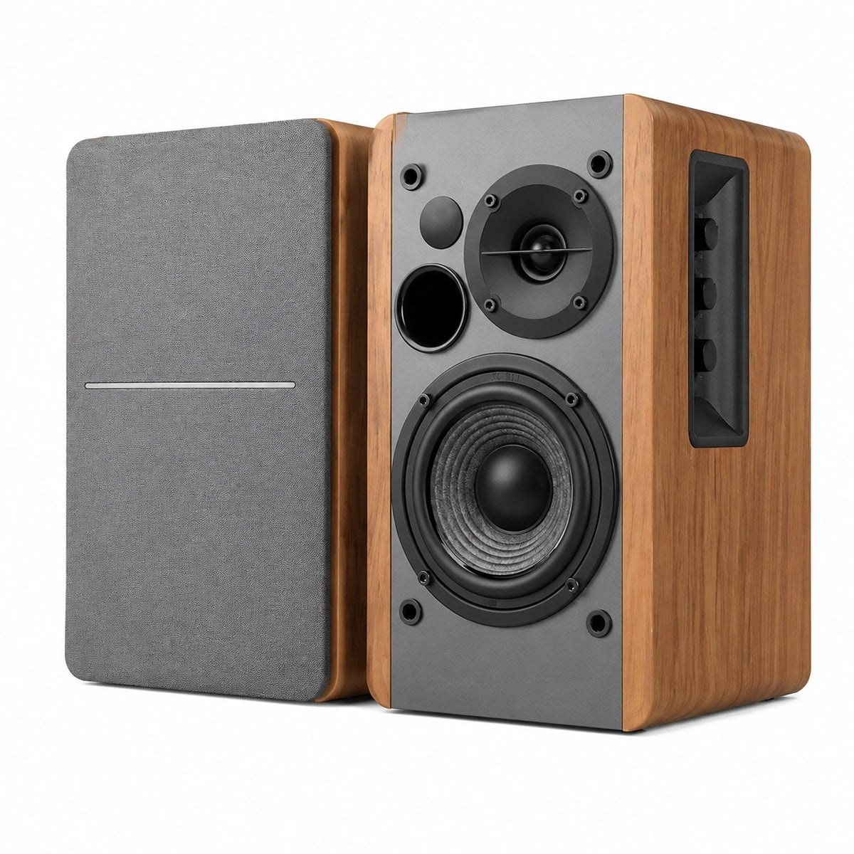 Scaffale Azionati Via Bluetooth - Ingresso Ottico - Monitor da Studio Wireless - Casse Nearfield da 4 Pollici - 42w RMS - Venature del Legno