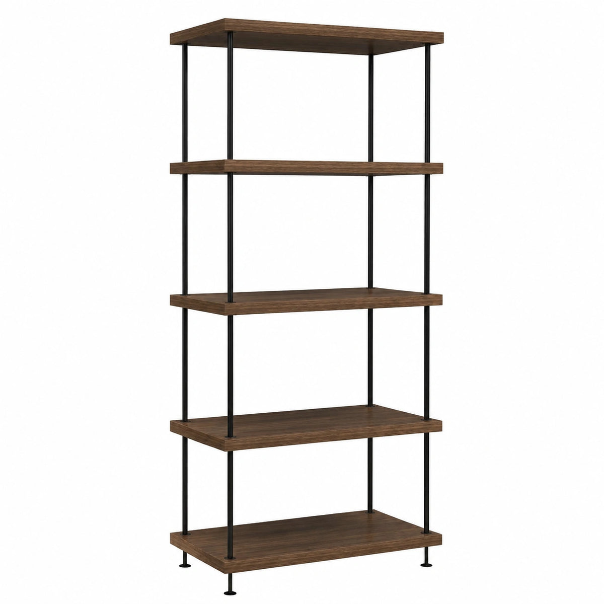 Libreria vintage, Libreria Verticale in Metallo e Legno, Scaffale Espositore in Marrone, Scaffale a Scala per Salotto, Camera da Letto