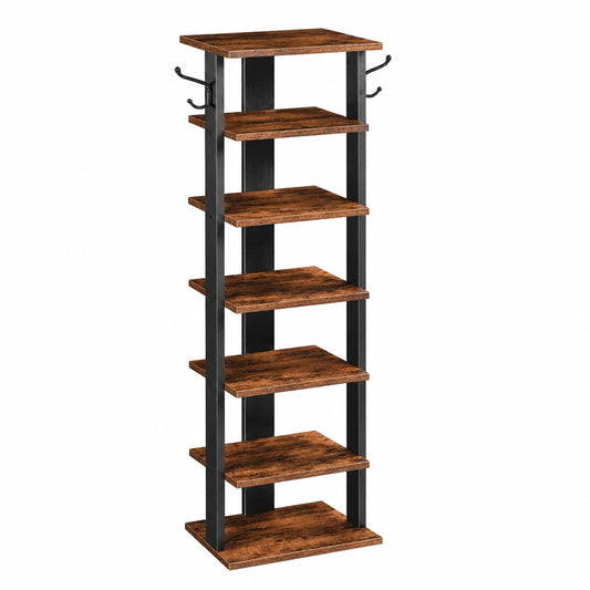 Scaffale Portascarpe Stretta con 2 Ganci, Scaffale Portaoggetti, Stabile, fino a 8-10 paia, per Ingresso