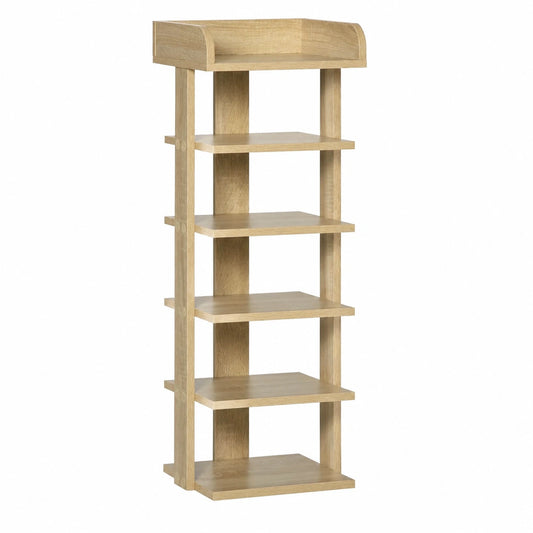 Mobile Scarpiera per Ingresso in Legno Scaffale 32 × 30 × 104cm Rovere, per 6 Scarpe, Ripiano Porta Oggetti