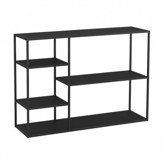 Scaffale da Terra in Acciaio con Ripiani Libreria Consolle Autoportante con Vani Aperti Mobile Basso Espositore per Soggiorno Ufficio 120 × 35 × 88