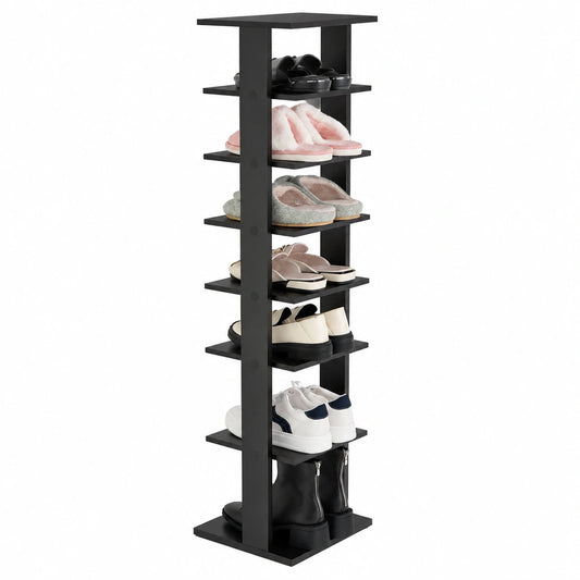 Scaffale Portascarpe in Legno con 2 Ripiani di Diverse Altezze, Scaffale Portaoggetti Multifunzione per Ingresso Soggiorno Camera da Letto, 28,5 ×