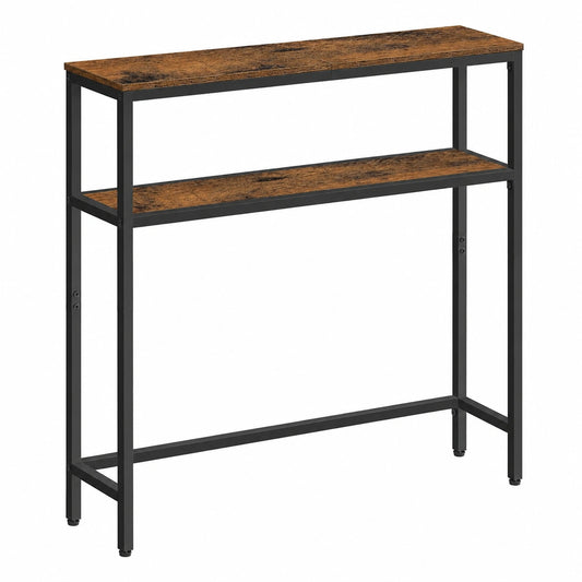 Tavolo Consolle, Tavolo Stretto a 2 Ripiani Portaoggetti, 20 × 80 × 80 cm, per Soggiorno, Corridoio