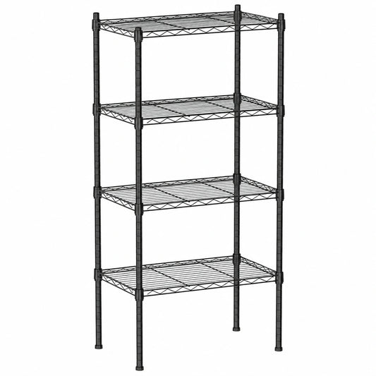 Scaffale a torre regolabile con 5 ripiani, Nero, 40.6 × 40.6 × 137.2 cm (larghezza x profondità x altezza)