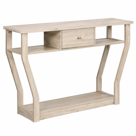 Tavolo Consolle in Legno, Consolle con Cassetto e Ripiani, Tavolo d'Ingresso Multiuso per Salotto, Corridoio e Entrata 120 × 30 × 81 cm (Grigio)