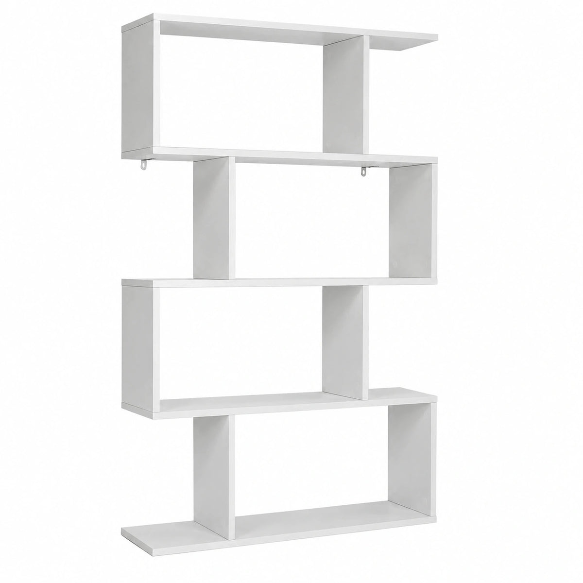 Scaffale Libreria a Forma di S, Portalibri a 6 Ripiani, in Legno Espositore Multifunzionale, 80 × 23 × 191 cm (Bianco)