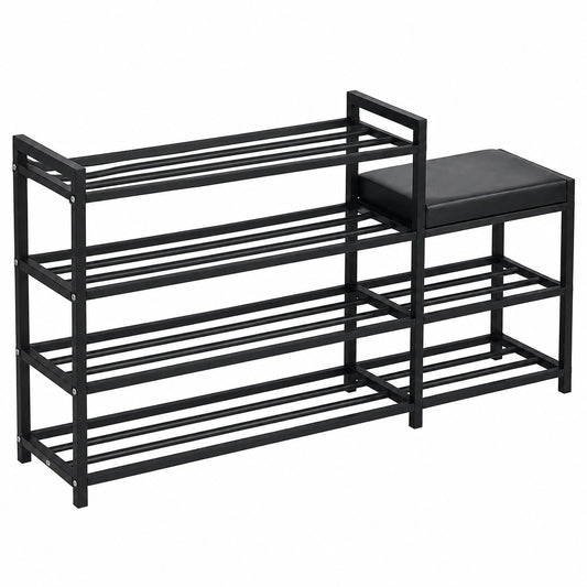 Scarpiera Salvaspazio Slim, in Metallo Nera, Scarpiera Ingresso, organizzatore Scarpe Diverse Misure, Scaffali Portascarpe