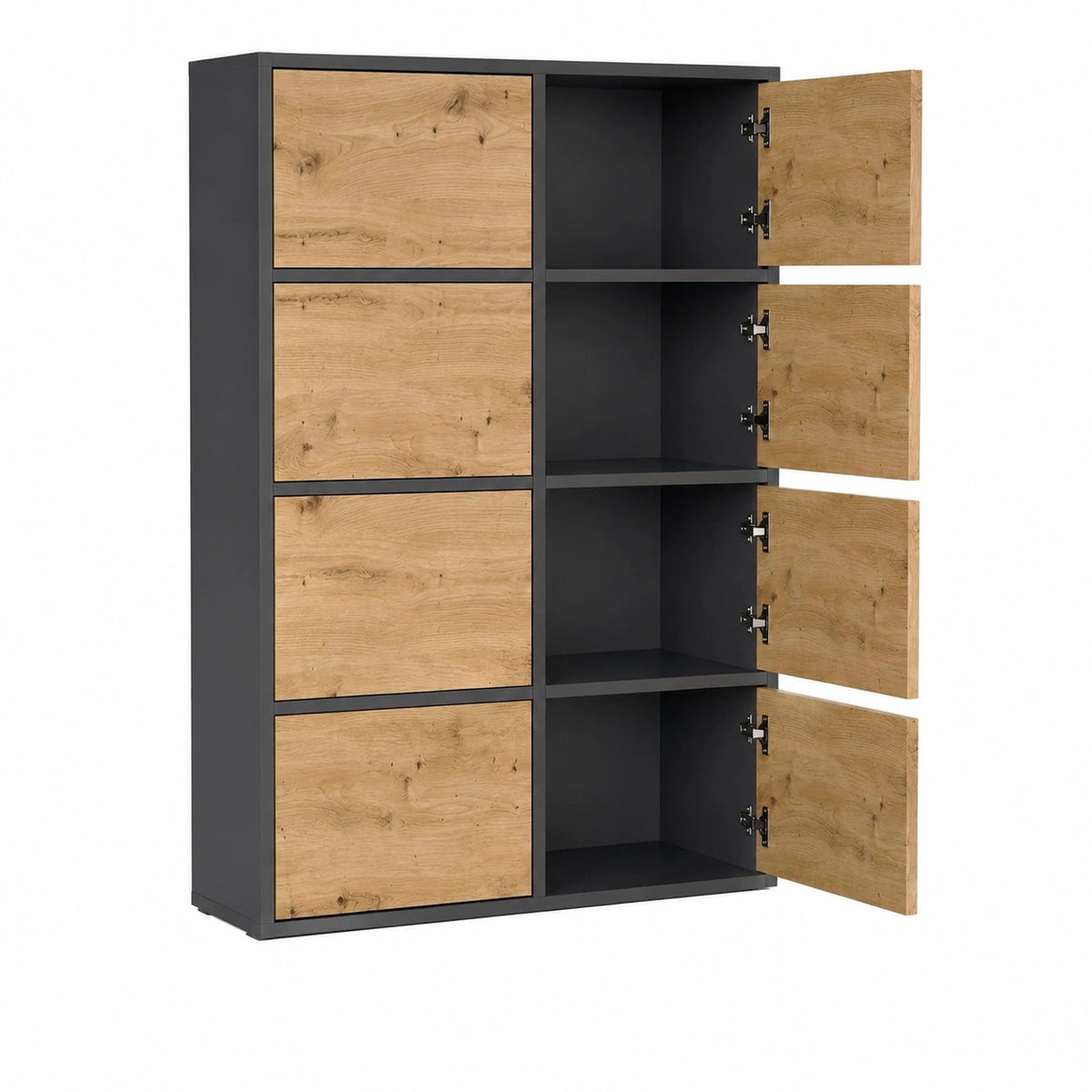 Credenza Alta Armadio 4 Ante 50cm Ripiani Soggiorno Camera Corridoio Ingresso Ufficio Colonna Cassettiera Scaffale Multiuso Salvaspazio Mobile