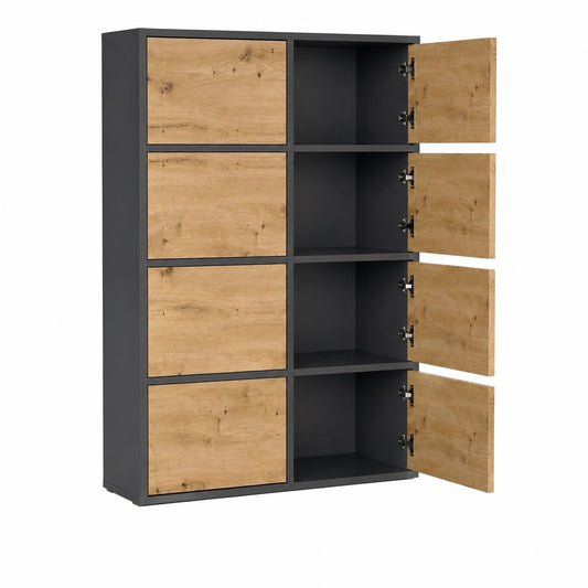 Credenza Alta Armadio 4 Ante 50cm Ripiani Soggiorno Camera Corridoio Ingresso Ufficio Colonna Cassettiera Scaffale Multiuso Salvaspazio Mobile